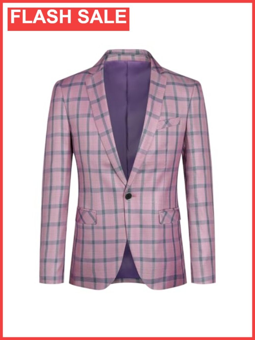 Men's Plaid Blazer Lightweight 1 Button Sport Coat